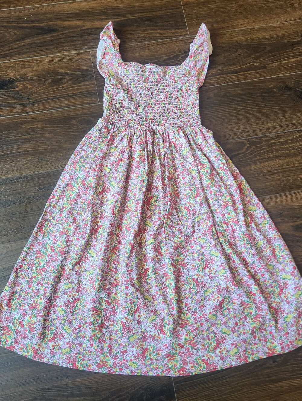 Girls' Mini Boden Pink Floral Smocked Sundress